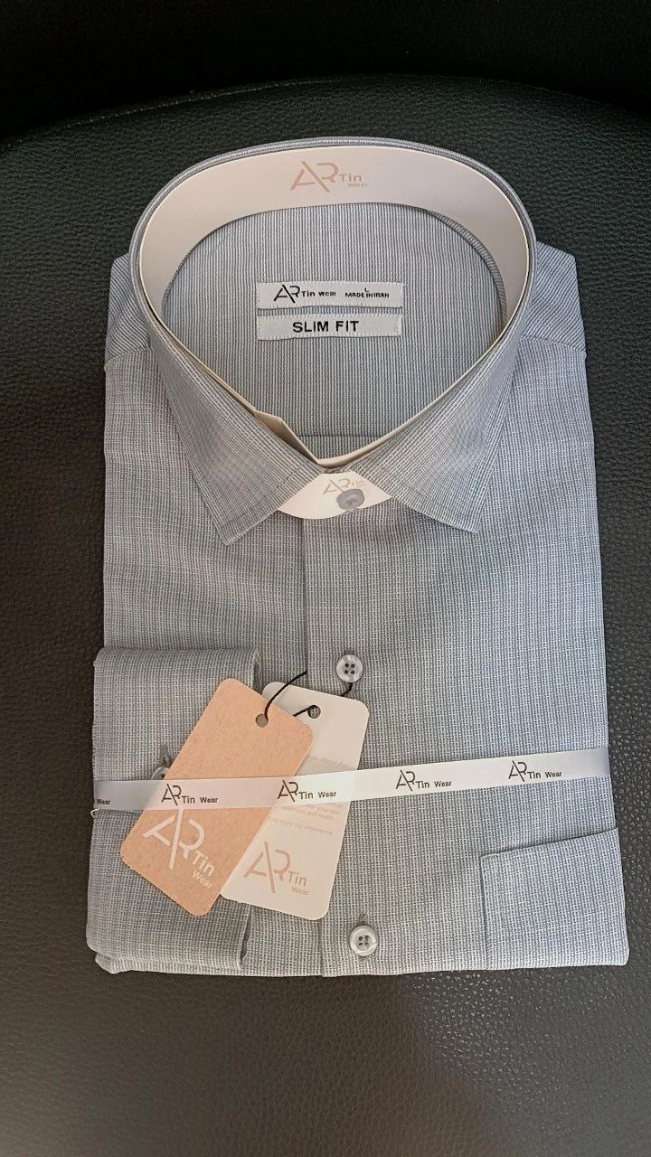 پیراهن چهارخانه مردانه آستین بلند خط دار حریر وارداتی